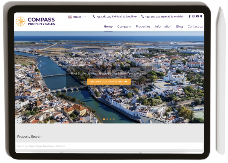 Compass Property Sales website on tablet