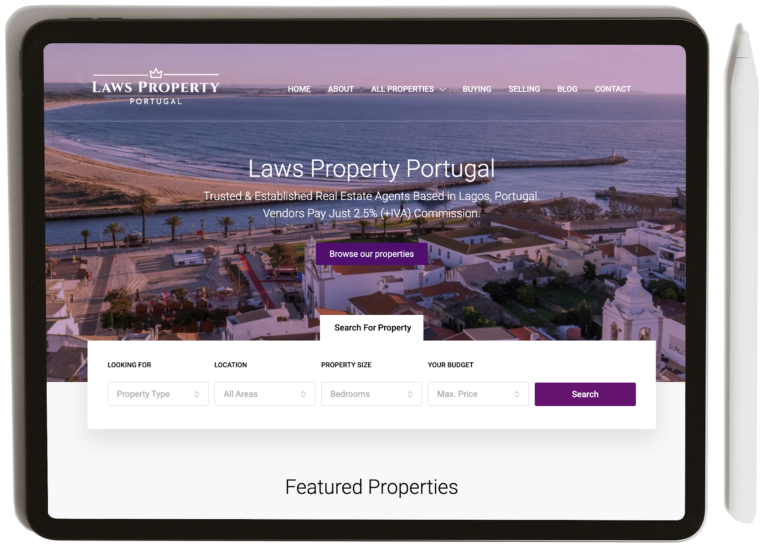 Laws Property website on tablet